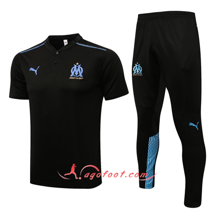 Ensemble Polo Marseille OM + Pantalon Noir/Bleu 2021/2022 -01
