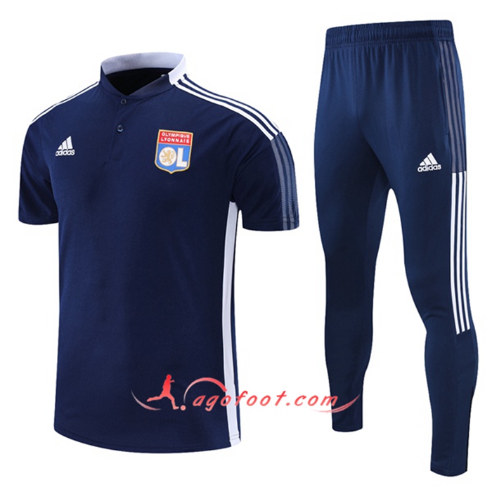Ensemble Polo Lyon OL + Pantalon Bleu Marin/Blanc 2021/2022
