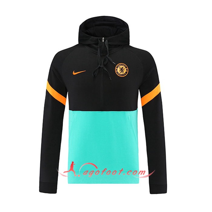 Sweatshirt Training Capuche FC Chelsea Bleu/Vert 2021/2022