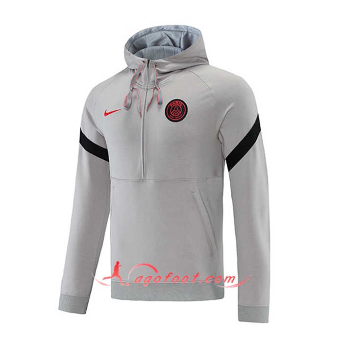 Sweatshirt Training Capuche Jordan PSG Noir/Gris 2021/2022
