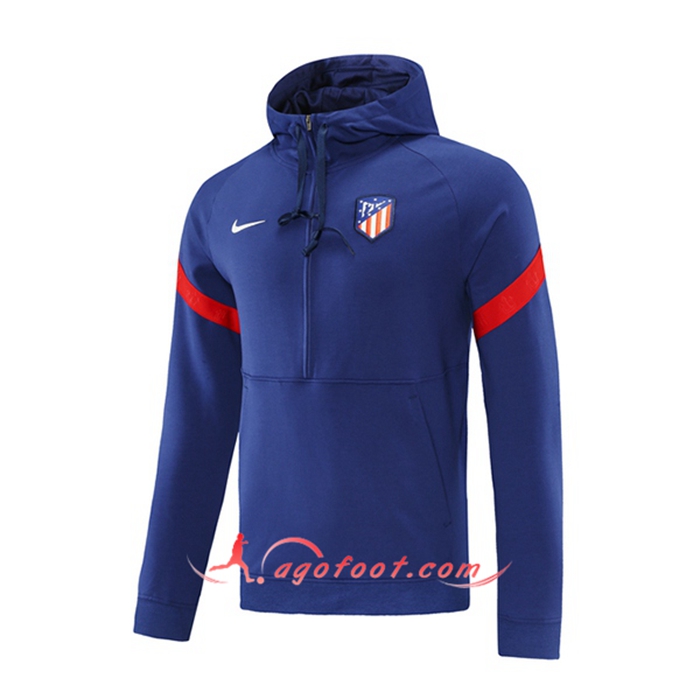 Sweatshirt Training Capuche Atletico Madrid Bleu/Rouge 2021/2022