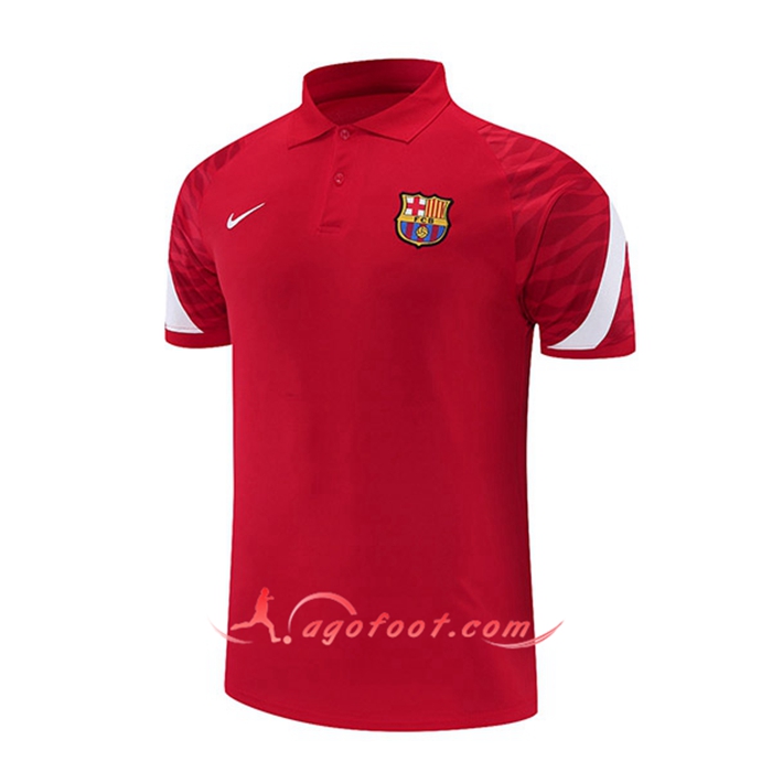 Polo Foot FC Barcelone Blanc/Rouge 2021/2022