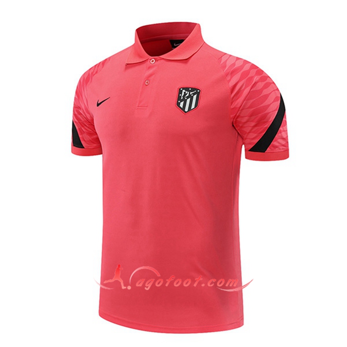 Polo Foot Atletico Madrid Noir/Rouge 2021/2022
