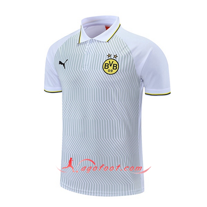 Polo Foot Dortmund BVB Blanc/GrisJaune 2021/2022