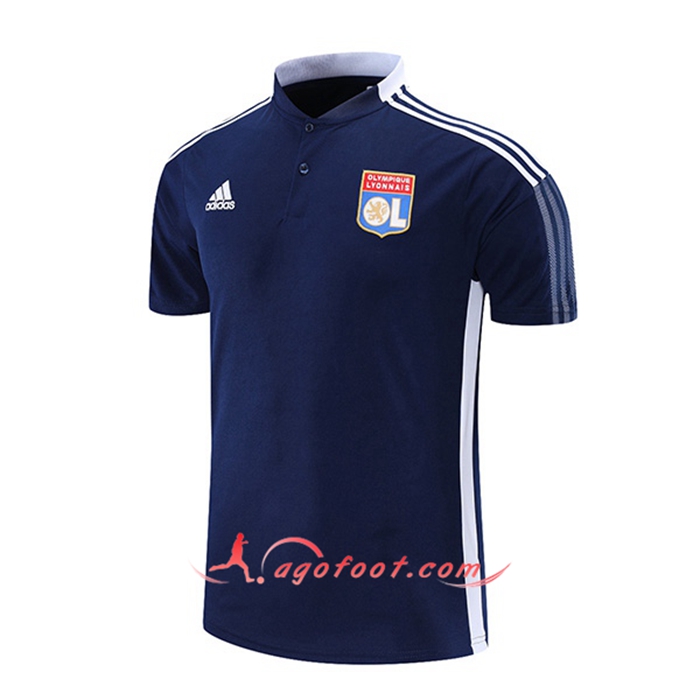 Polo Foot Lyon OL Bleu Marin/Blanc 2021/2022