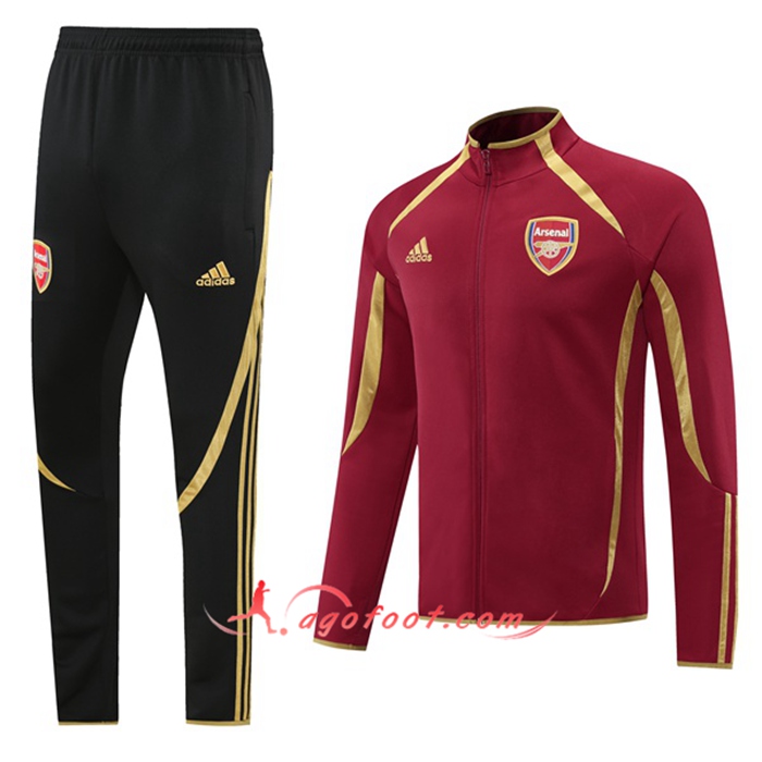 Ensemble Survetement de Foot - Veste FC Arsenal Rouge/Jaune 2021/2022