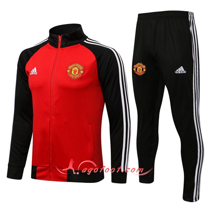 Ensemble Survetement de Foot - Veste Manchester United Rouge/Noir 2021/2022