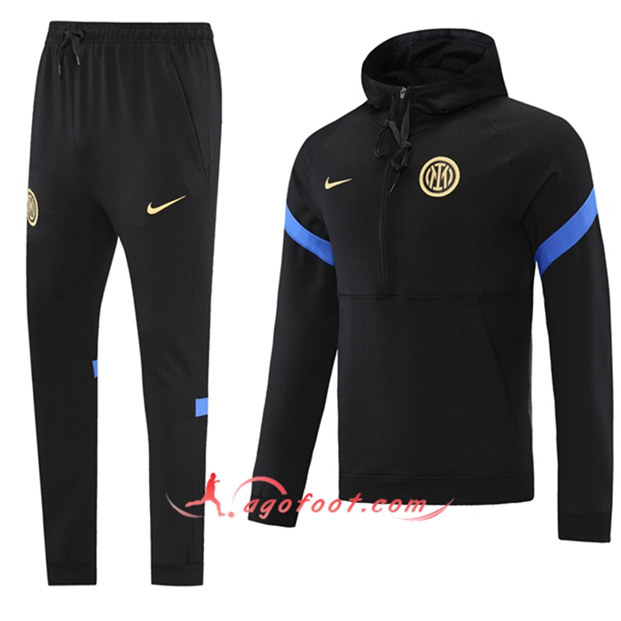 Ensemble Veste A Capuche Survetement Foot Inter Milan Noir/Bleu 2021/2022
