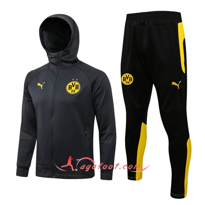 Ensemble Veste A Capuche Survetement - Veste Dortmund BVB Gris 2021/2022