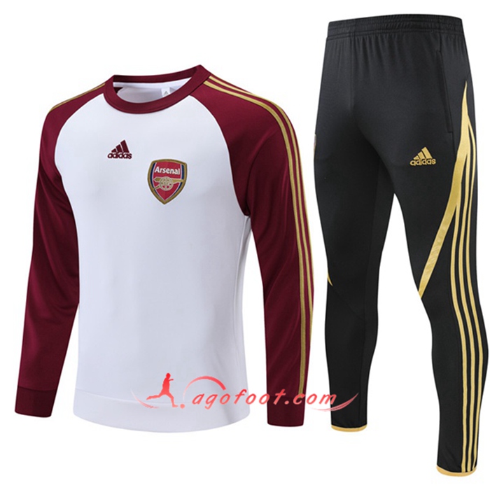 Ensemble Survetement de Foot FC Arsenal Enfant Blanc/Rouge 2021/2022