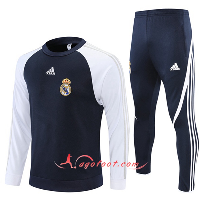 Ensemble Survetement de Foot Real Madrid Enfant Bleu Marin/Blanc 2021/2022