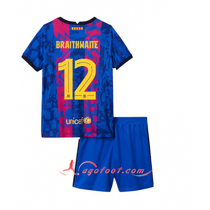 Maillot de Foot FC Barcelone (Martin Brathwaite 12) Enfant Third 2021/2022