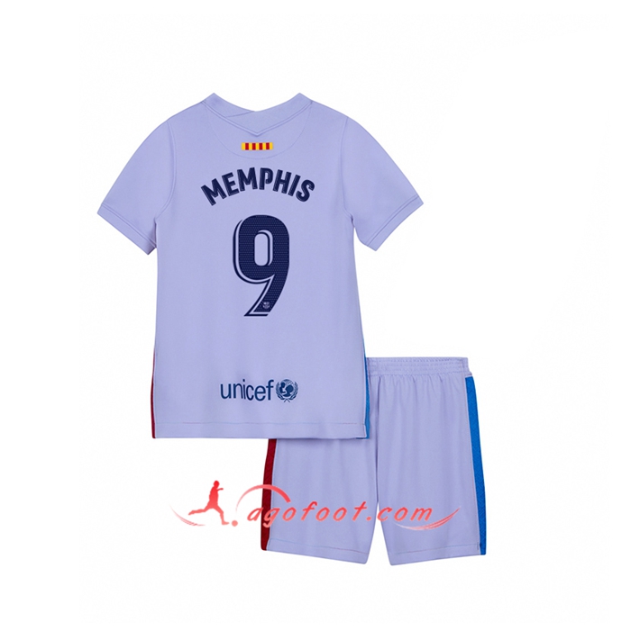 Maillot de Foot FC Barcelone (Memphis 9) Enfant Exterieur 2021/2022