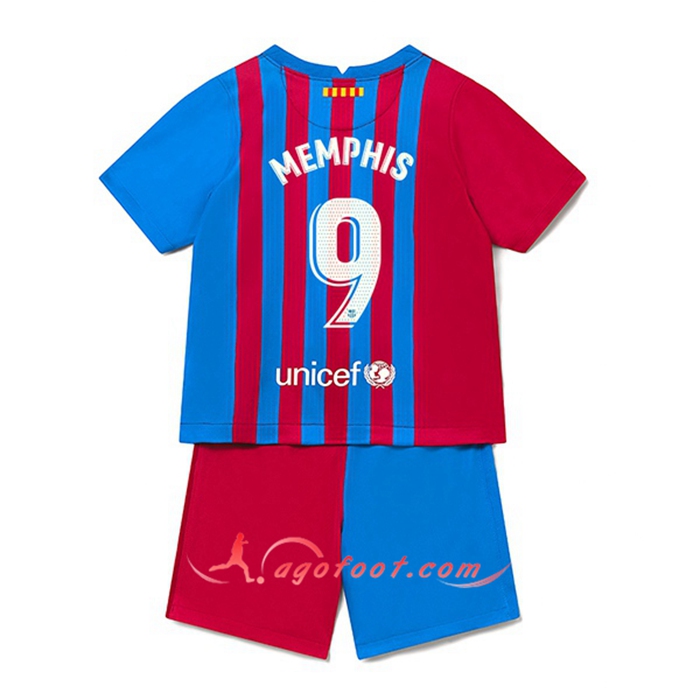 Maillot de Foot FC Barcelone (Memphis 9) Enfant Domicile 2021/2022