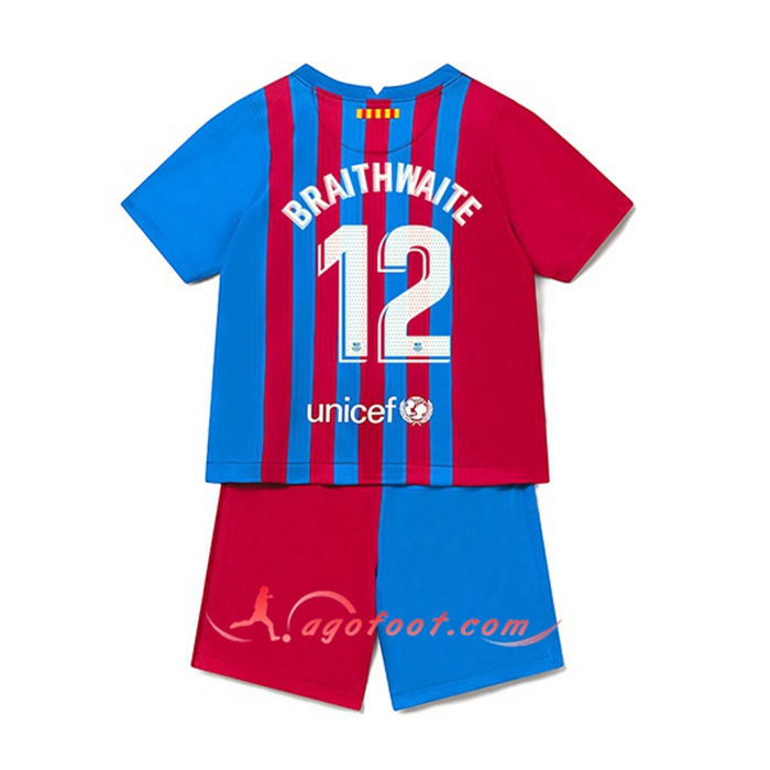 Maillot de Foot FC Barcelone (Martin Brathwaite 12) Enfant Domicile 2021/2022