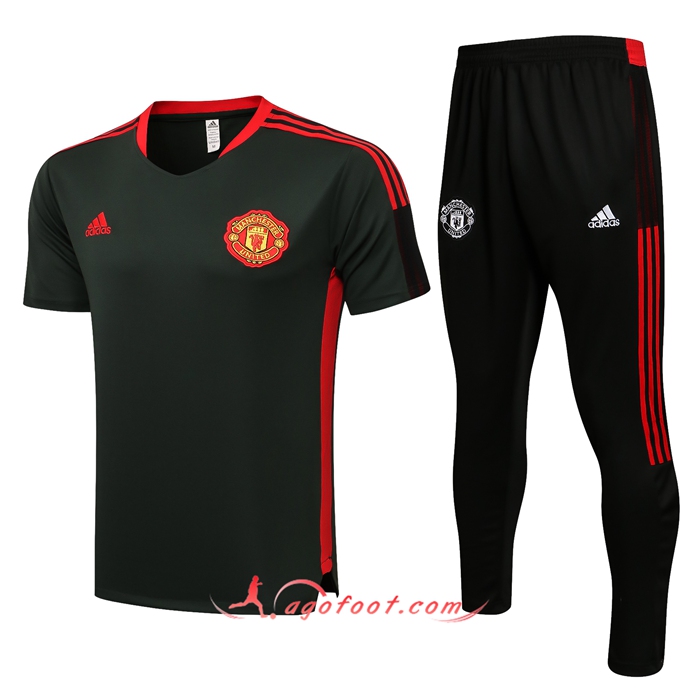 Ensemble Polo Manchester United + Pantalon Noir/Rouge 2021/2022