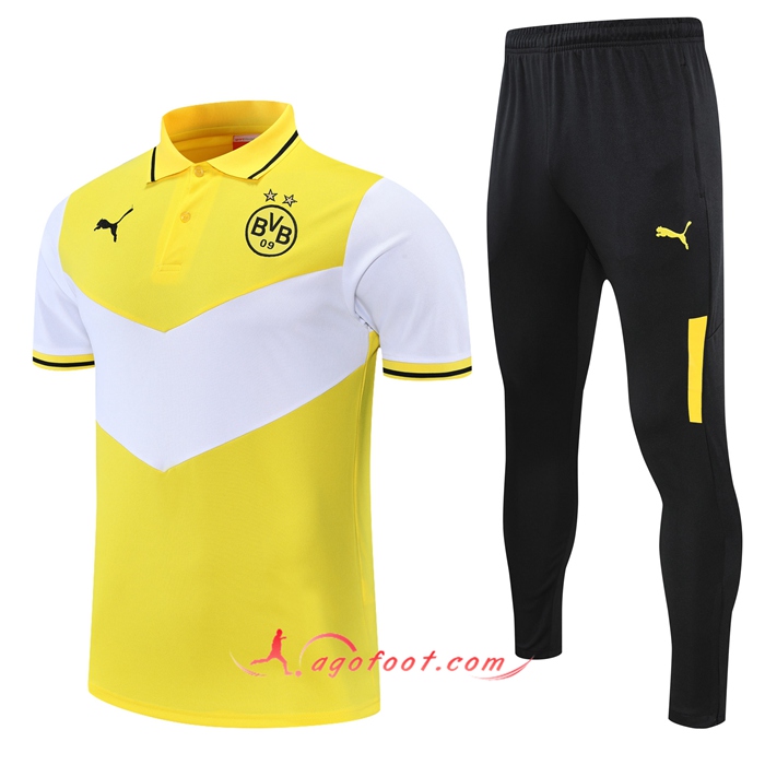 Ensemble Polo Dortmund BVB + Pantalon Blanc/Jaune 2021/2022
