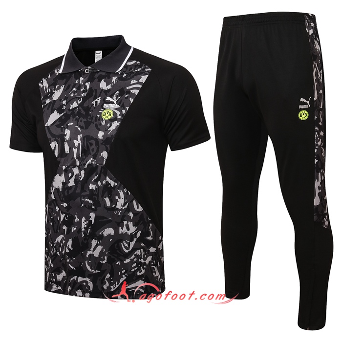 Ensemble Polo Dortmund BVB + Pantalon Blanc/Noir 2021/2022