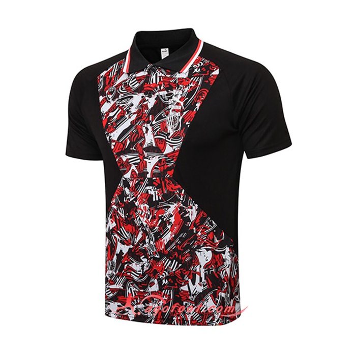 Polo Foot Milan AC Noir/Rouge 2021/2022