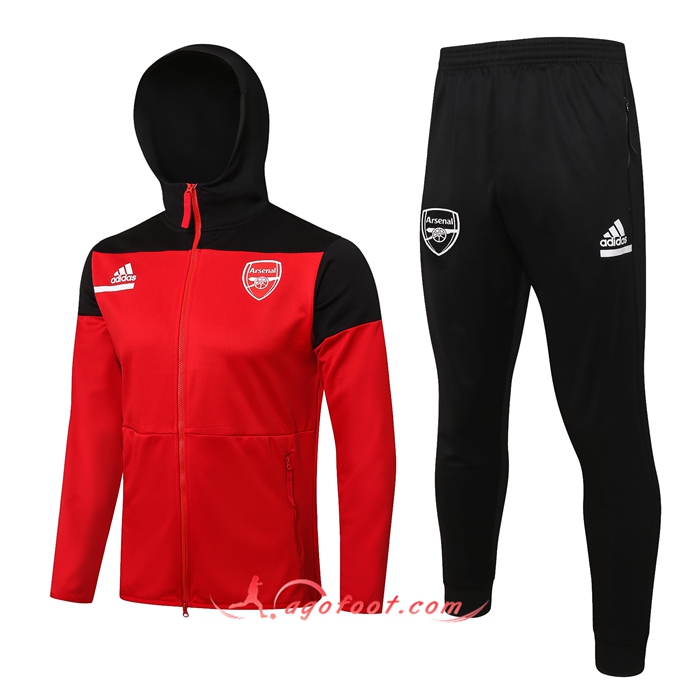 Ensemble Veste A Capuche Survetement FC Arsenal Noir/Rouge 2021/2022