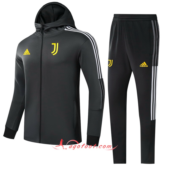 Ensemble Veste A Capuche Survetement Juventus Enfant Noir 2021/2022