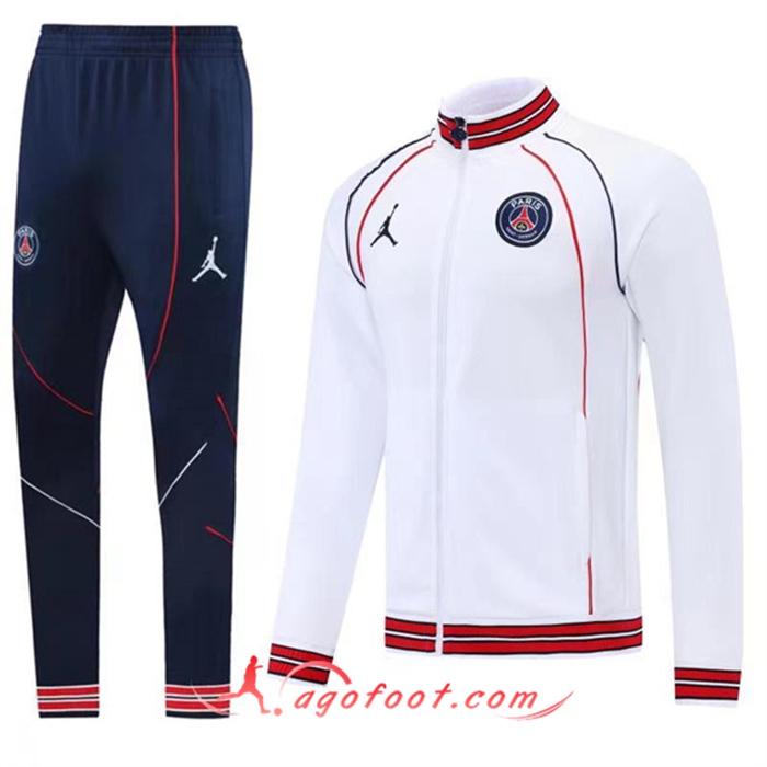 Ensemble Veste Survetement de Foot Jordan PSG Blanc 2022/2023