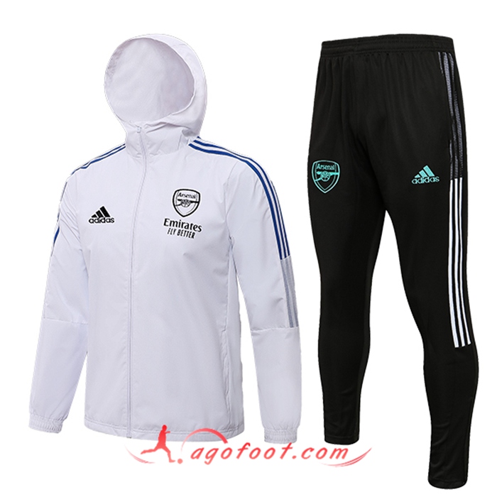 Ensemble Survetement Coupe-Vent Arsenal Blanc 2022/2023