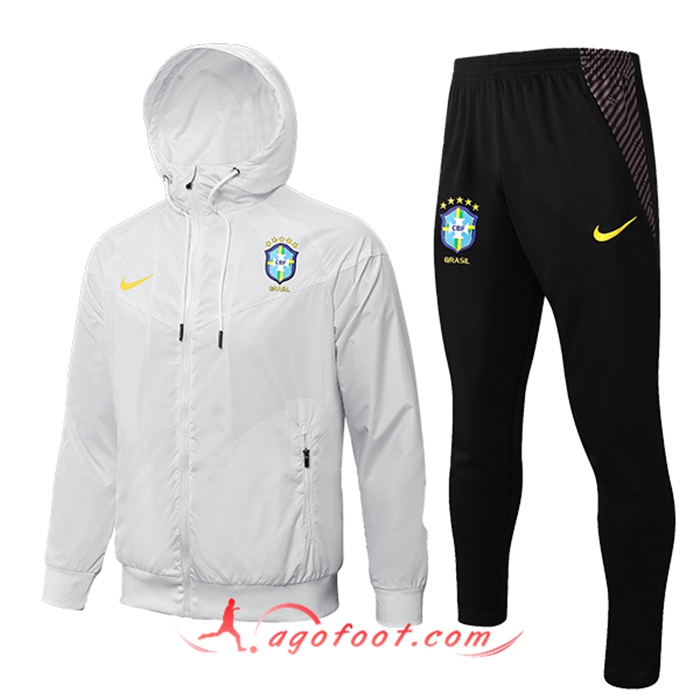 Ensemble Survetement Coupe-Vent Bresil Blanc 2022/2023