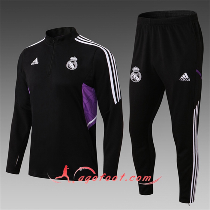 Ensemble Survetement de Foot Real Madrid Enfant Noir 2022/2023