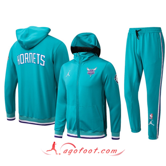 Ensemble Survetement de Foot Charlotte Hornets Bleu Clair 2022