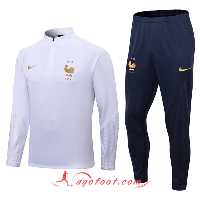 Ensemble Survetement de Foot France Blanc 2022/2023