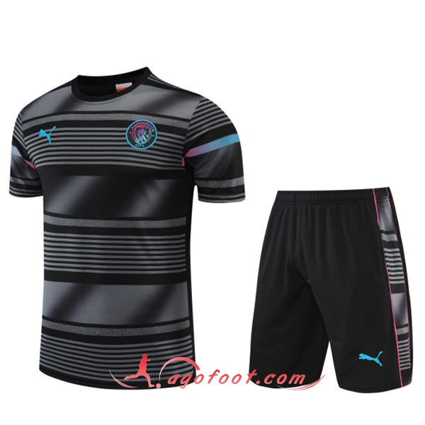 Ensemble Training T-Shirts +Shorts Manchester City Noir 2022/2023