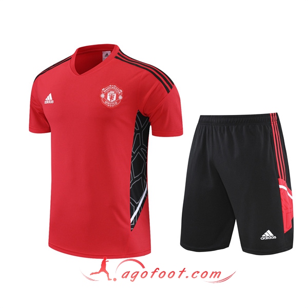 Ensemble Training T-Shirts +Shorts Manchester United Rouge 2022/2023