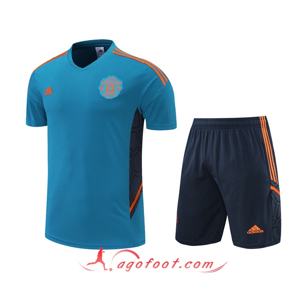 Ensemble Training T-Shirts +Shorts Manchester United Bleu 2022/2023