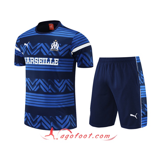 Ensemble Training T-Shirts +Shorts Marseille Bleu 2022/2023