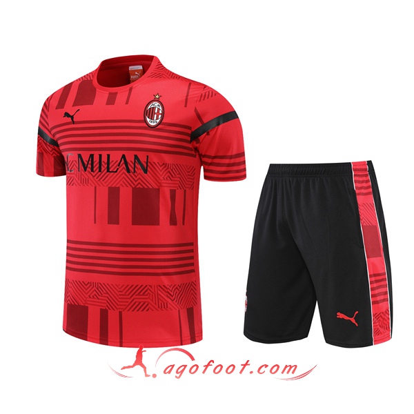 Ensemble Training T-Shirts +Shorts Milan AC Rouge 2022/2023