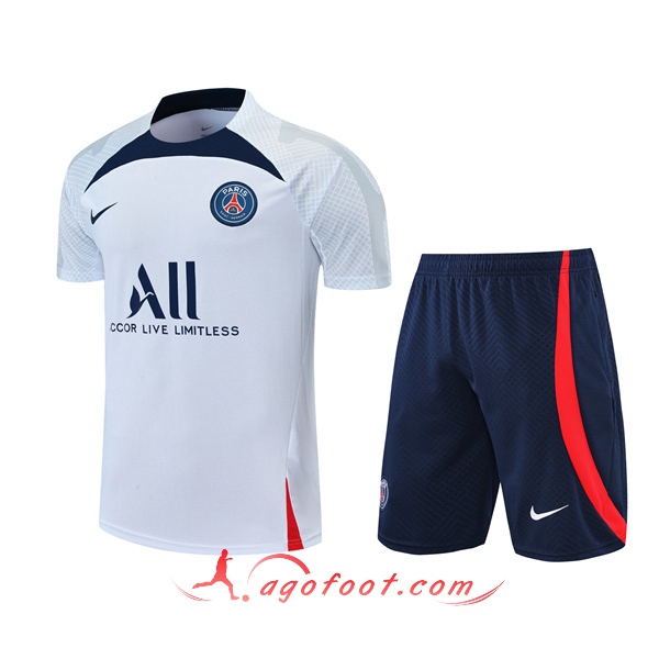 Ensemble Training T-Shirts +Shorts PSG Blanc 2022/2023