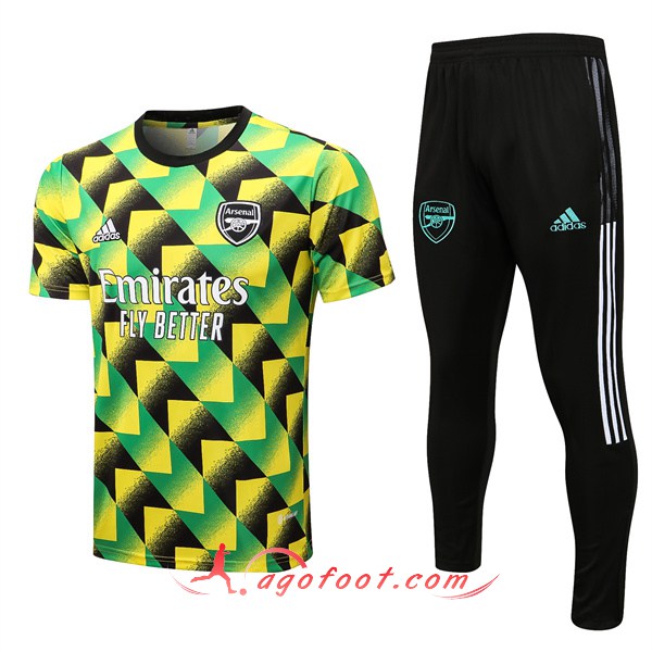Ensemble Training T-Shirts + Pantalon Arsenal Vert/Jaune 2022/2023