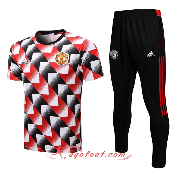 Ensemble Training T-Shirts + Pantalon Manchester United Rouge/Noir 2022/2023