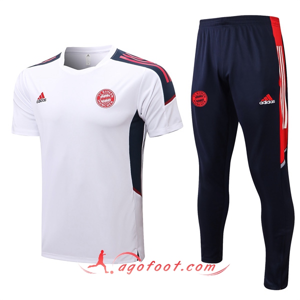 Ensemble Training T-Shirts + Pantalon Bayern Munich Blanc 2022/2023