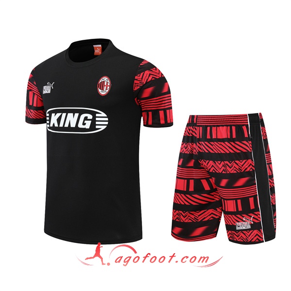 Ensemble Training T-Shirts +Shorts Milan AC Noir 2022/2023