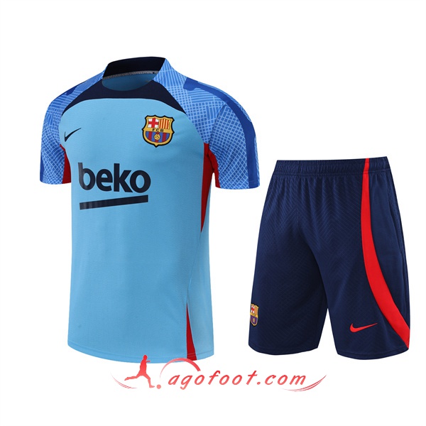 Ensemble Training T-Shirts +Shorts FC Barcelone Bleu 2022/2023