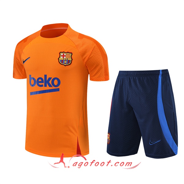 Ensemble Training T-Shirts +Shorts FC Barcelone Orange 2022/2023