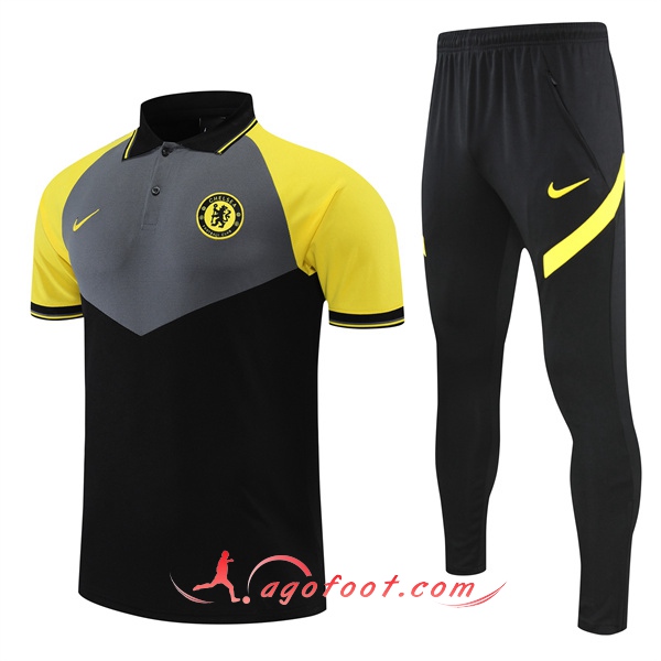 Ensemble Polo Foot FC Chelsea Noir/Jaune 2022/2023