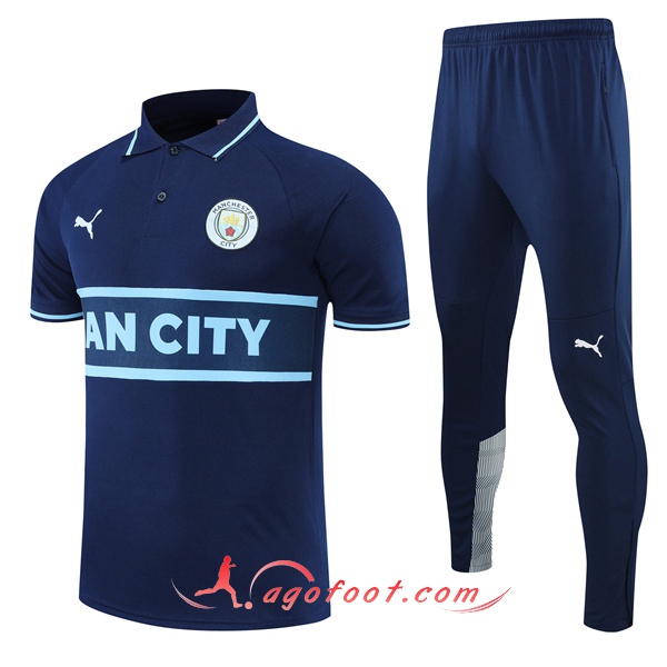 Ensemble Polo Foot Manchester City Bleu Marine 2022/2023