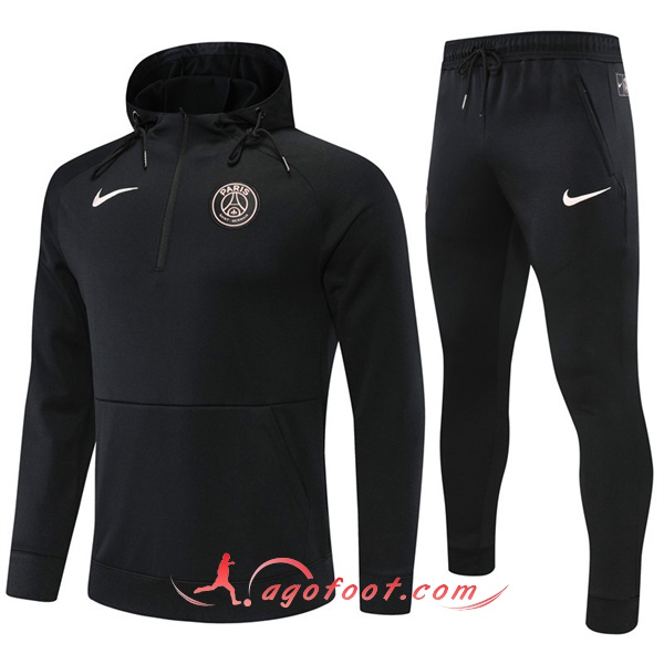 Ensemble Veste A Capuche Survetement Foot PSG Noir 2022/2023