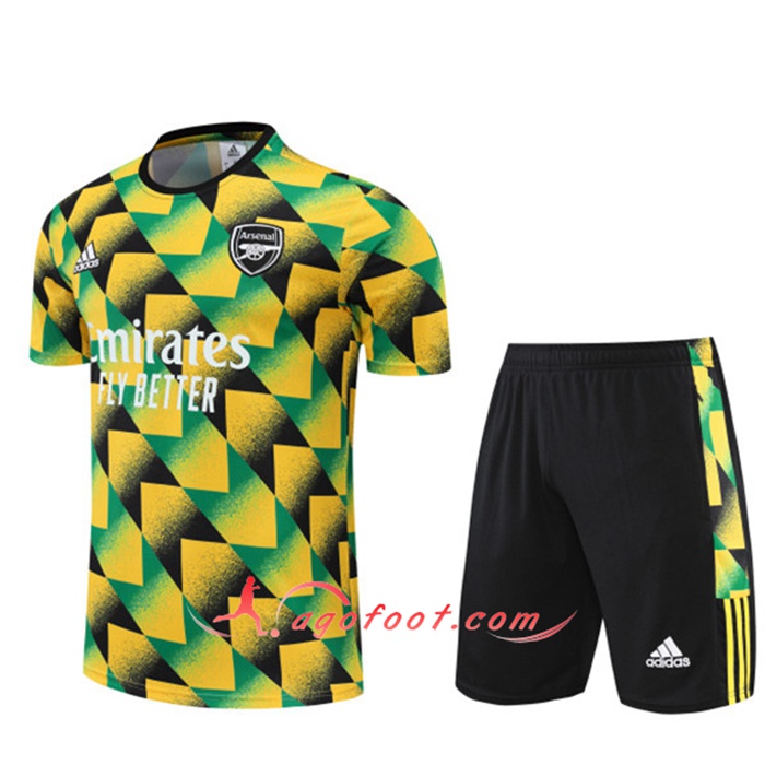 Ensemble Training T-Shirts + Shorts Arsenal Jaune 2022/2023