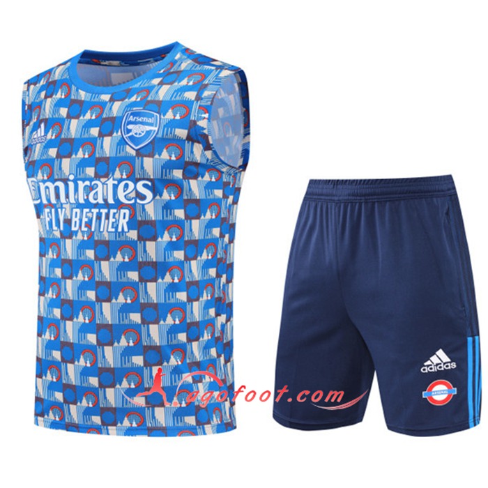 Training Sans Manches + Short Arsenal Bleu/Blanc 2022/2023