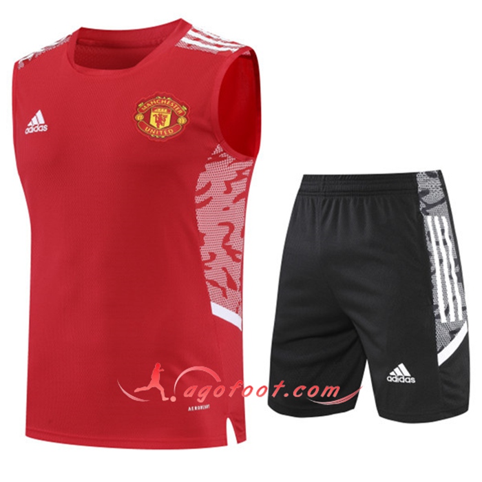 Training Sans Manches + Short Manchester United Rouge 2022/2023
