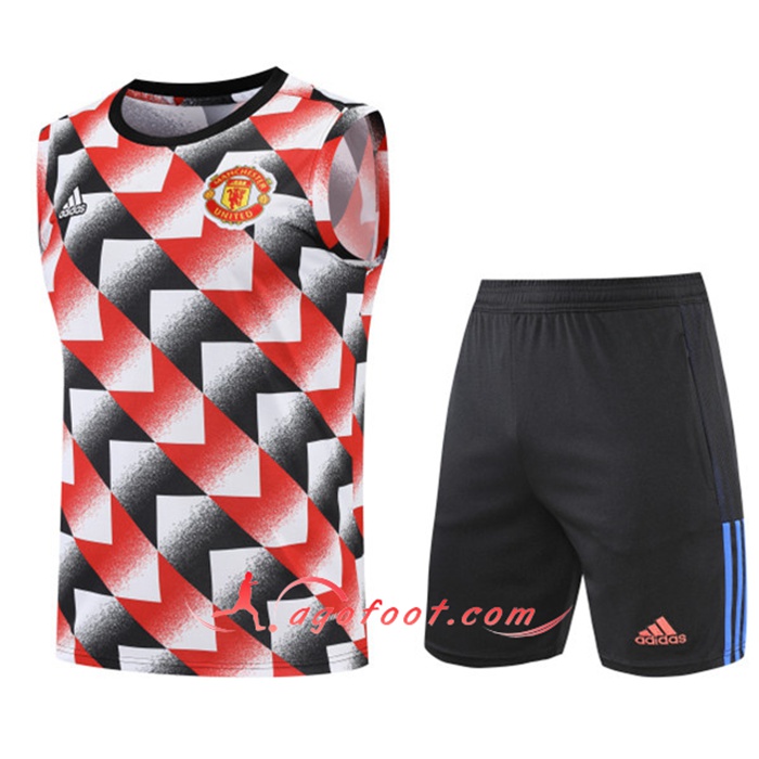 Training Sans Manches + Short Manchester United Rouge/Noir 2022/2023